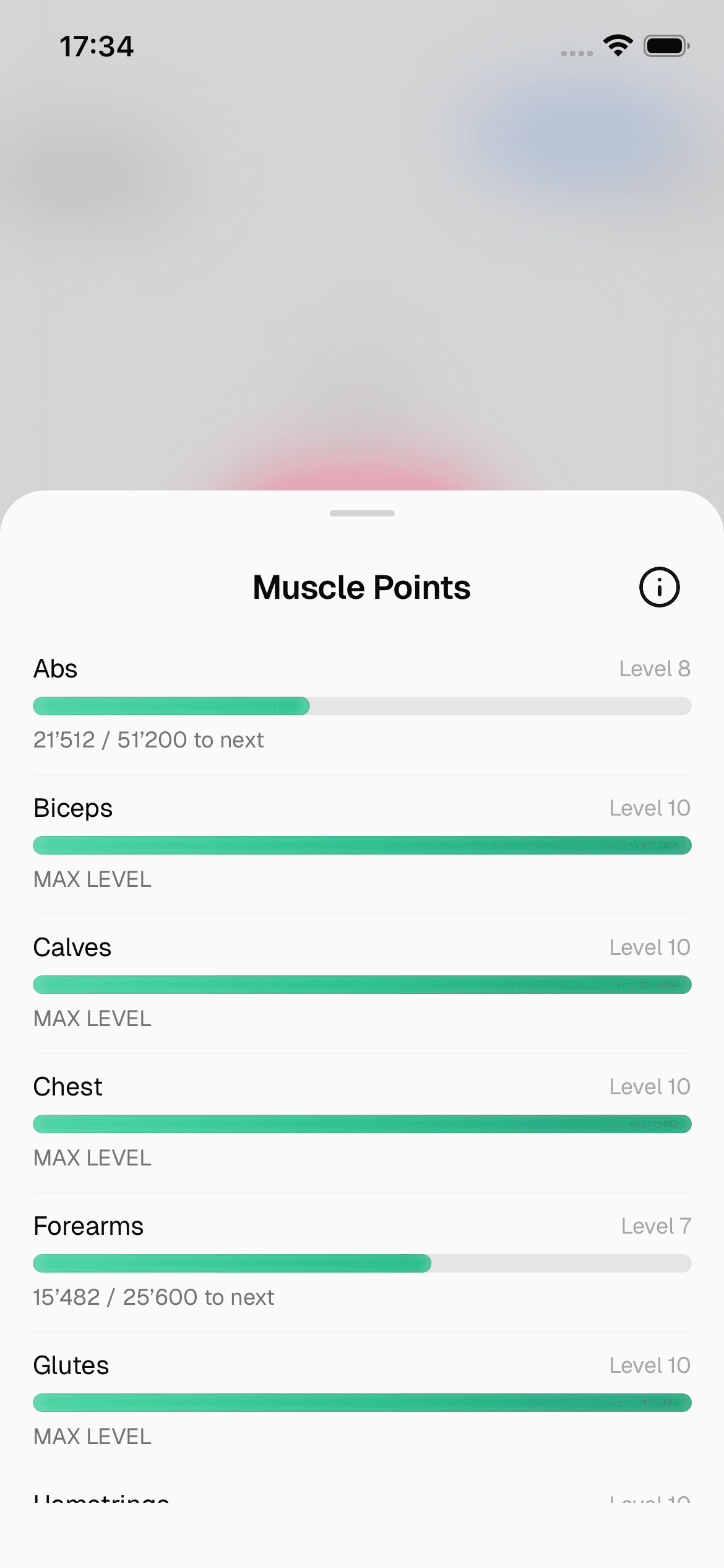 Crank muscle points — per-muscle levels