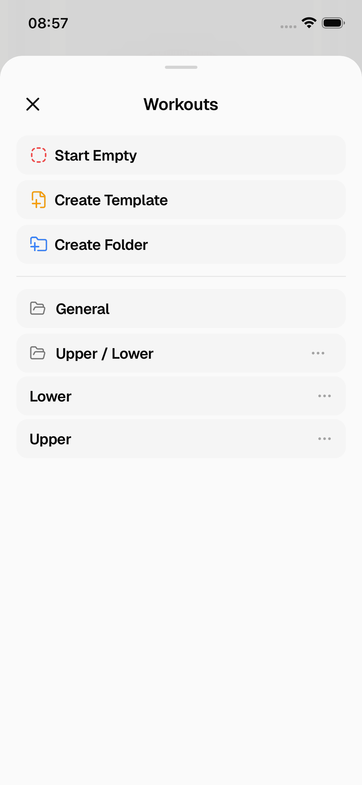 Crank workout templates and folders