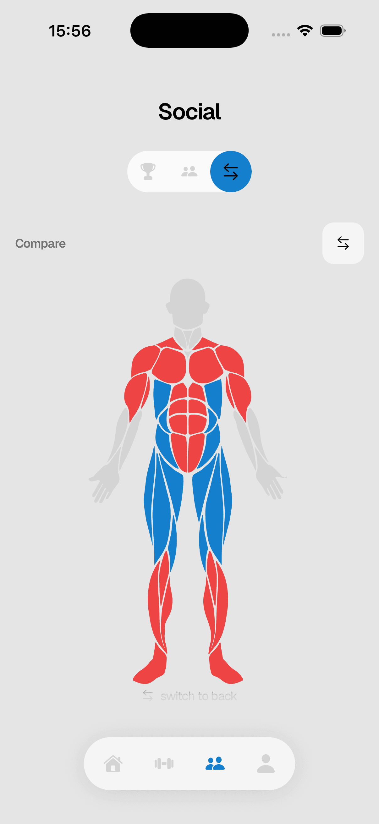 Crank social — head-to-head comparison painted on the body map